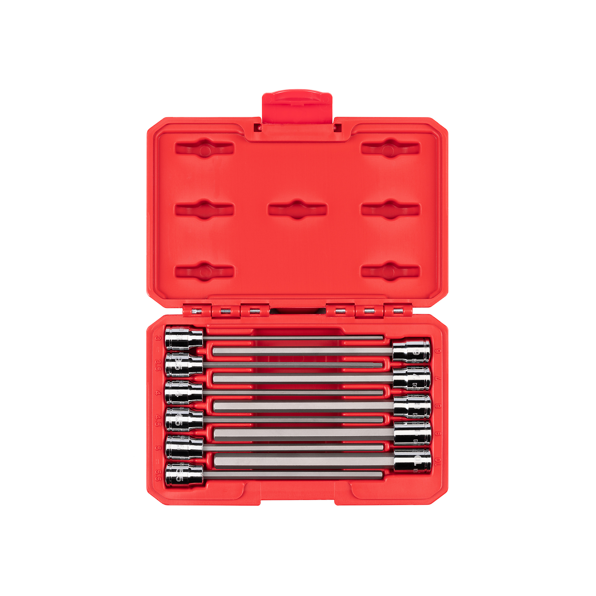 TEKTON 3/8 Inch Drive Long Hex Bit Socket Set with Case, 11-Piece (3 - 10 mm) | SHB91314